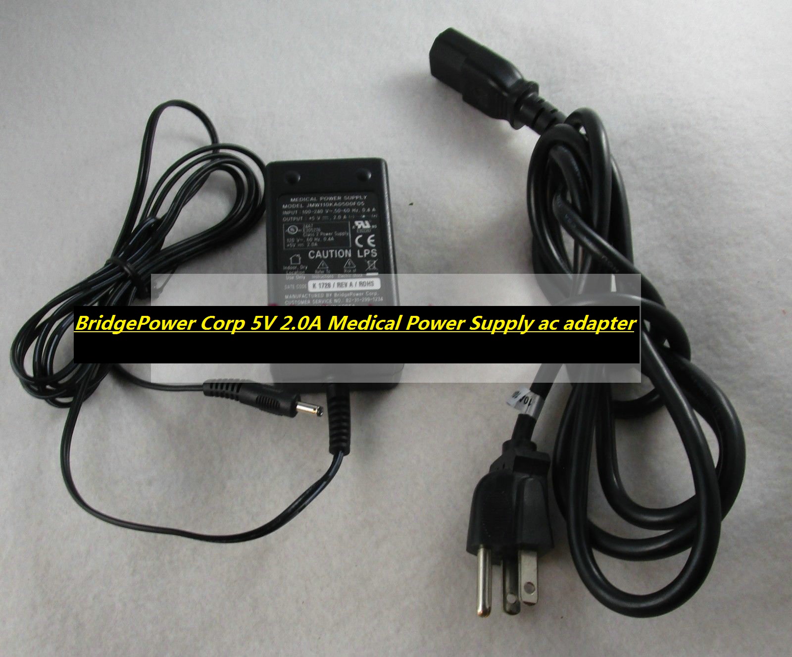 *Brand NEW* BridgePower Corp JMW110KA0500F05 Rev A 5V 2.0A Medical Power Supply ac adapter